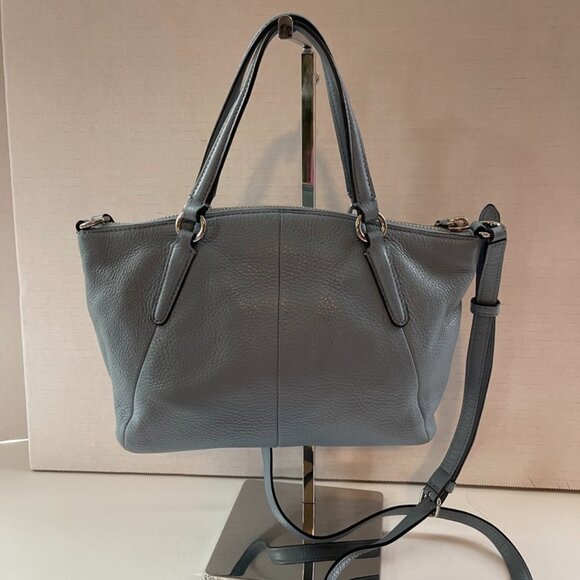 Coach Leather Small 2-way Handbag Baby Blue - Picture 2 of 12